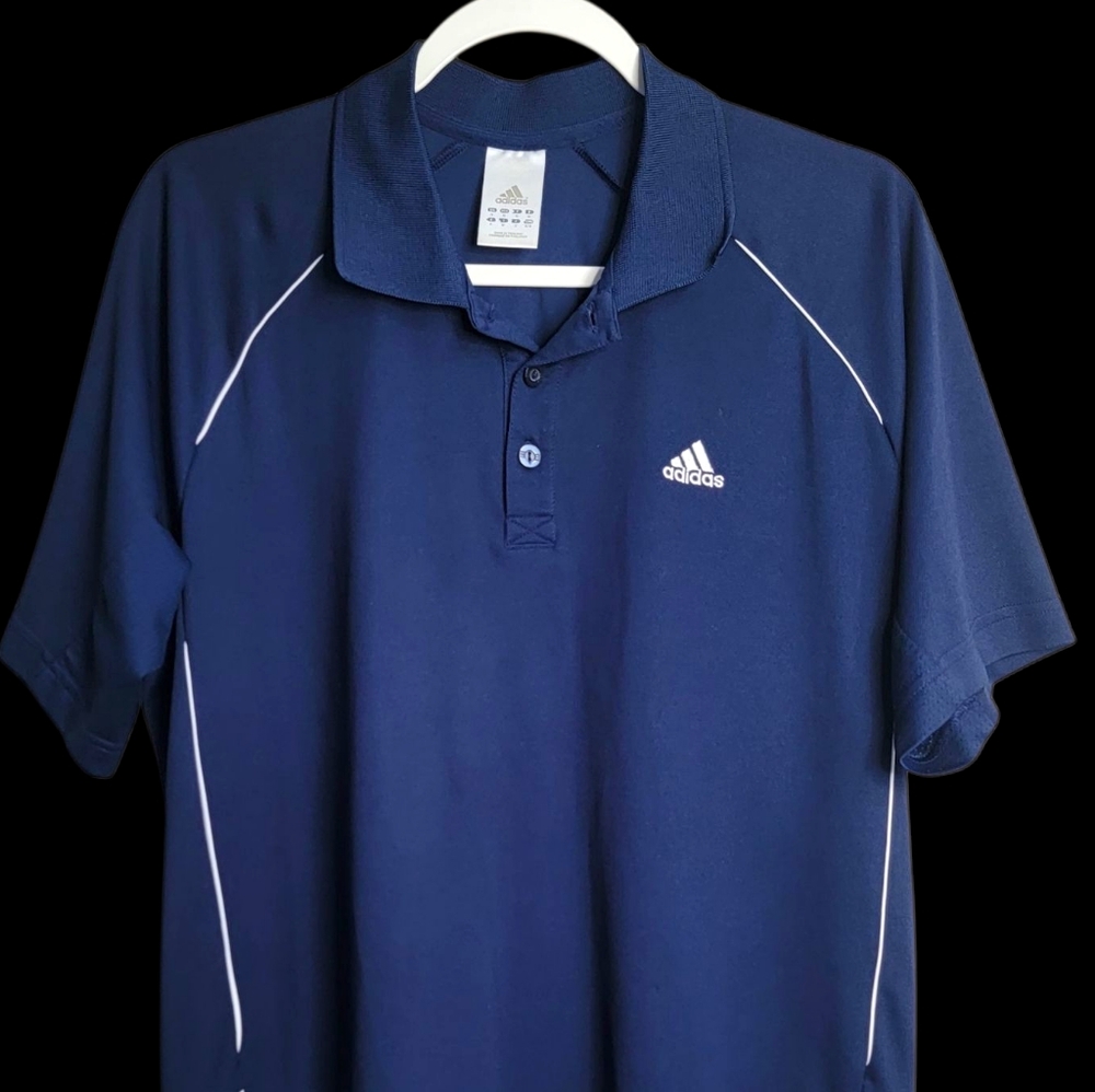 New Adidas Climacool Navy Performance Polo Shirt Lightweight Moisture Wicking‎